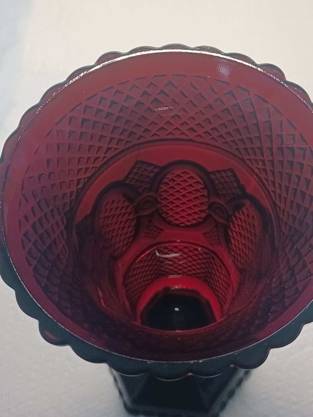 Avon 1876 Cape Cod Deep Ruby Red Pressed Glass Vase